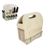 Garden Tool Bag Garden Tote Storage Bag with Multi Pockets Home Organizer for Indoor and Outdoor GardeningKhaki Stripe Stitching