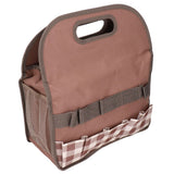Garden Tool Bag Garden Tote Storage Bag with Multi Pockets Home Organizer for Indoor and Outdoor GardeningCoffee Lattice Stitching