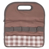 Garden Tool Bag Garden Tote Storage Bag with Multi Pockets Home Organizer for Indoor and Outdoor GardeningCoffee Lattice Stitching - Side View