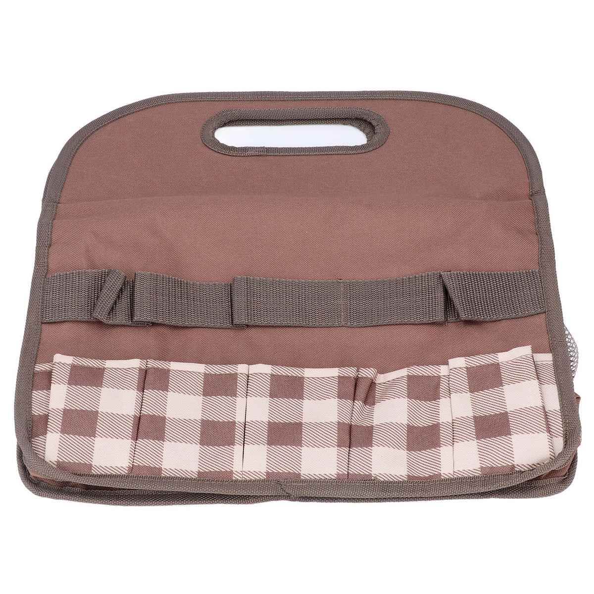 Garden Tool Bag Garden Tote Storage Bag with Multi Pockets Home Organizer for Indoor and Outdoor GardeningCoffee Lattice Stitching