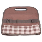 Garden Tool Bag Garden Tote Storage Bag with Multi Pockets Home Organizer for Indoor and Outdoor GardeningCoffee Lattice Stitching