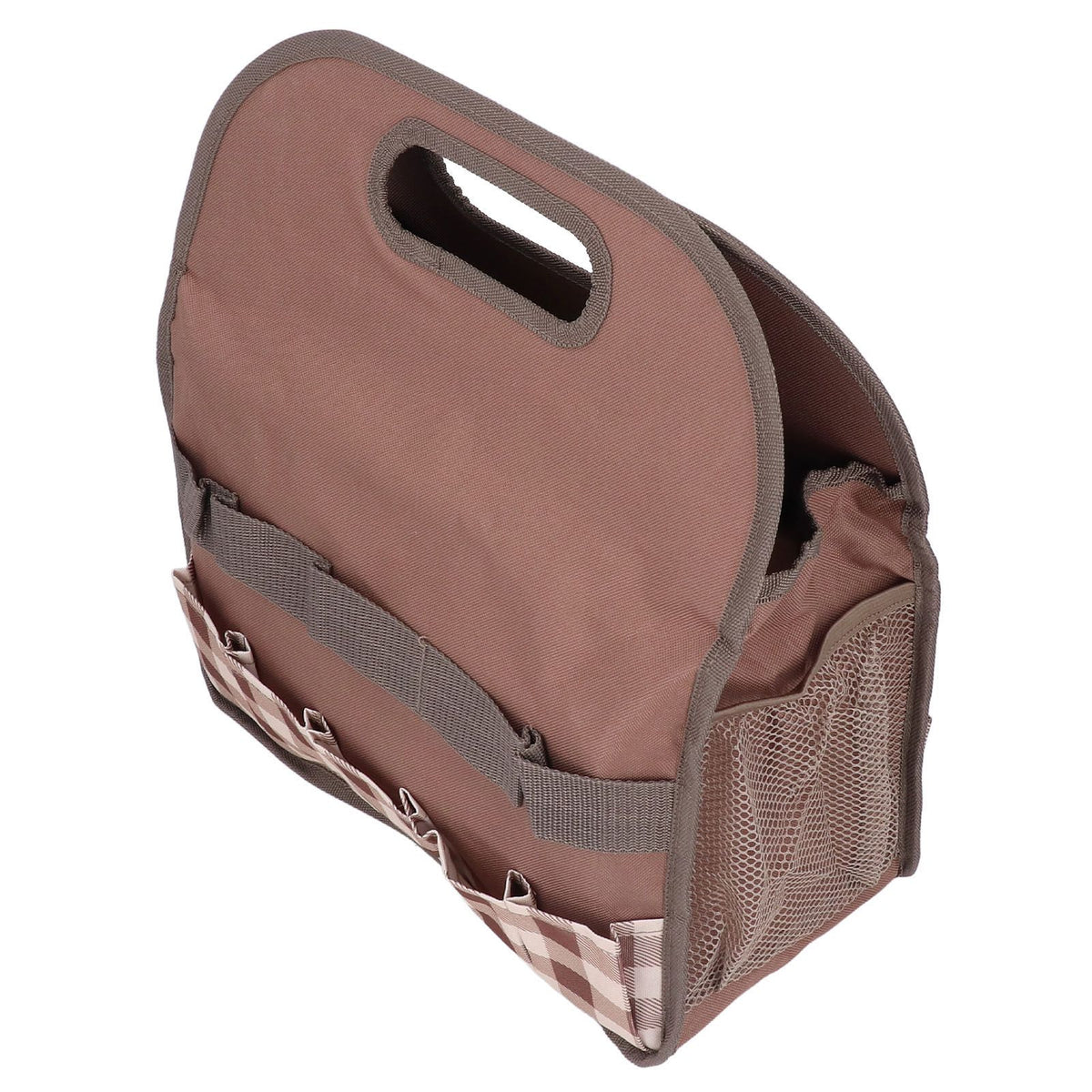 Garden Tool Bag Garden Tote Storage Bag with Multi Pockets Home Organizer for Indoor and Outdoor GardeningCoffee Lattice Stitching