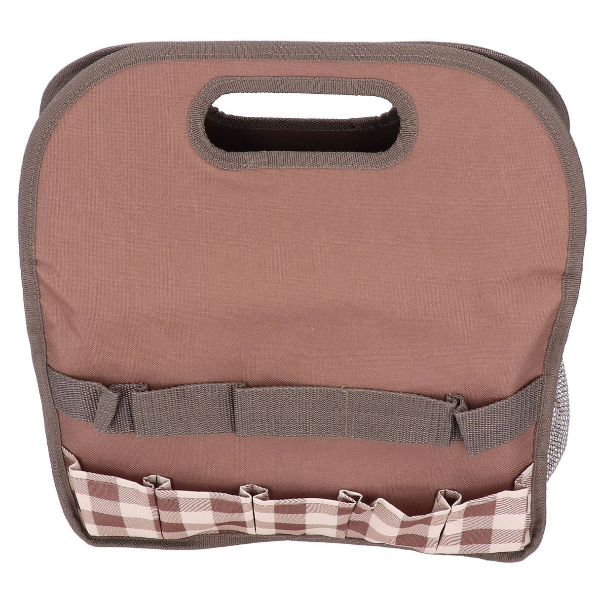 Garden Tool Bag Garden Tote Storage Bag with Multi Pockets Home Organizer for Indoor and Outdoor GardeningCoffee Lattice Stitching