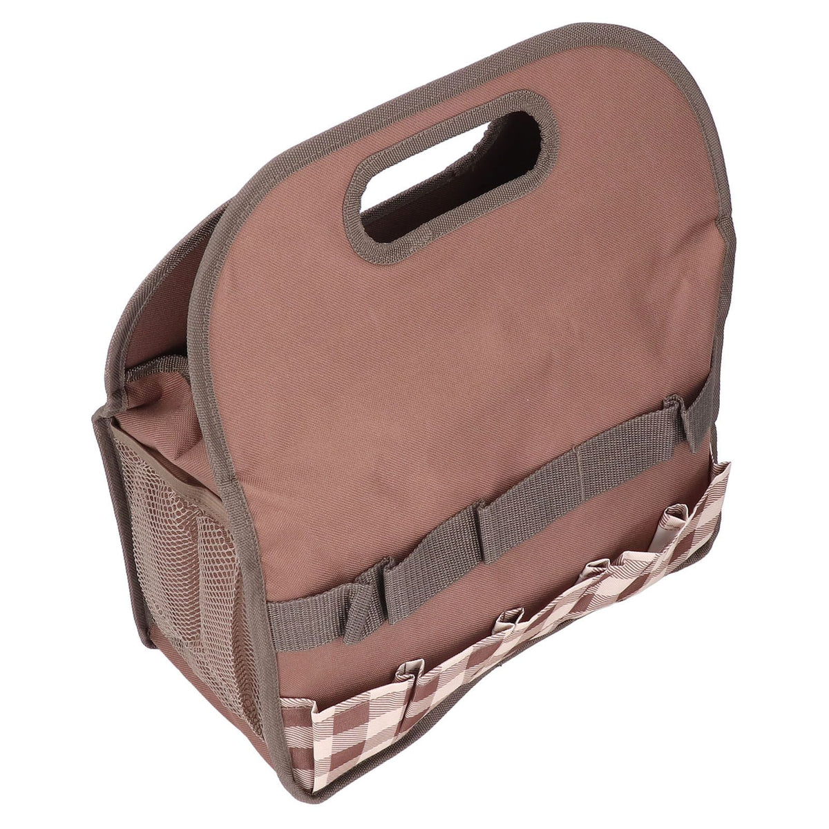 Garden Tool Bag Garden Tote Storage Bag with Multi Pockets Home Organizer for Indoor and Outdoor GardeningCoffee Lattice Stitching