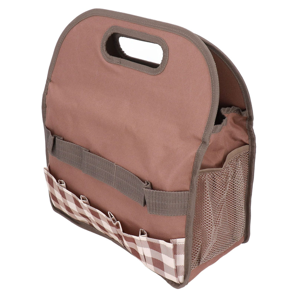 Garden Tool Bag Garden Tote Storage Bag with Multi Pockets Home Organizer for Indoor and Outdoor GardeningCoffee Lattice Stitching