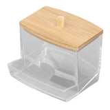 Cotton Swab Box Sturdy Durable Transparent High Smoothness Practical Storage Case with Cover - Rear View