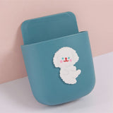Remote Control Holders Wall Mount Adhesive Organizer Pen Storage Box Phone Holder for Office Home SchoolPuppy - Front View