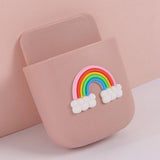 Remote Control Holders Wall Mount Adhesive Organizer Pen Storage Box Phone Holder for Office Home SchoolRainbow - Front View