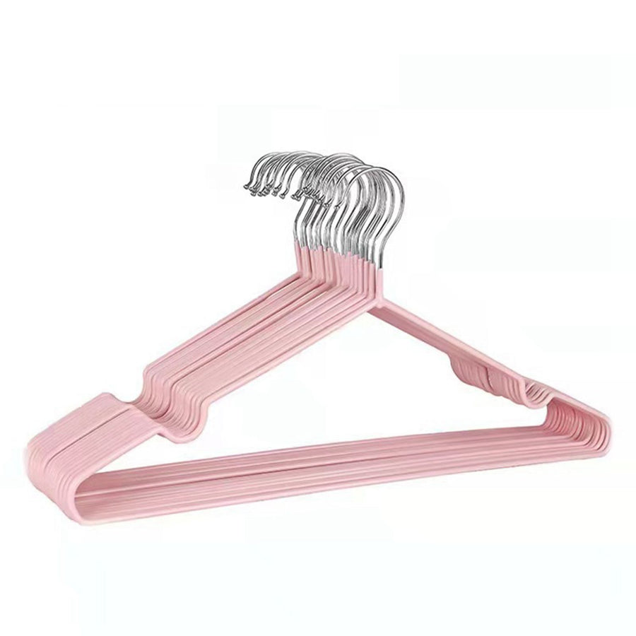 10PCS 40cm Coat Clothes Hanger Stainless Steel Drying Clothes Rack Laundry Rack for DormitoryPink