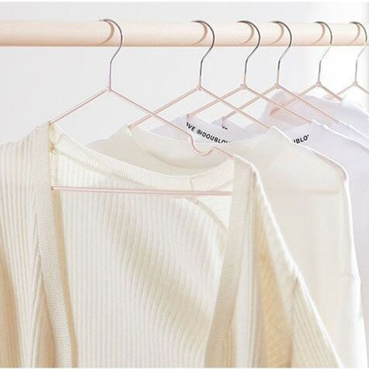 10PCS 40cm Coat Clothes Hanger Stainless Steel Drying Clothes Rack Laundry Rack for DormitoryPink