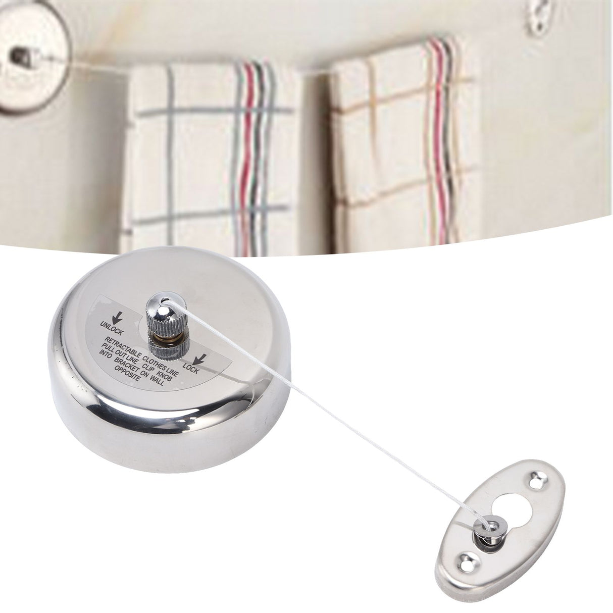 Clothesline 304 Stainless Steel Nylon Cord Space Saving Retractable 9ft/2.8m Indoor Clothesline
