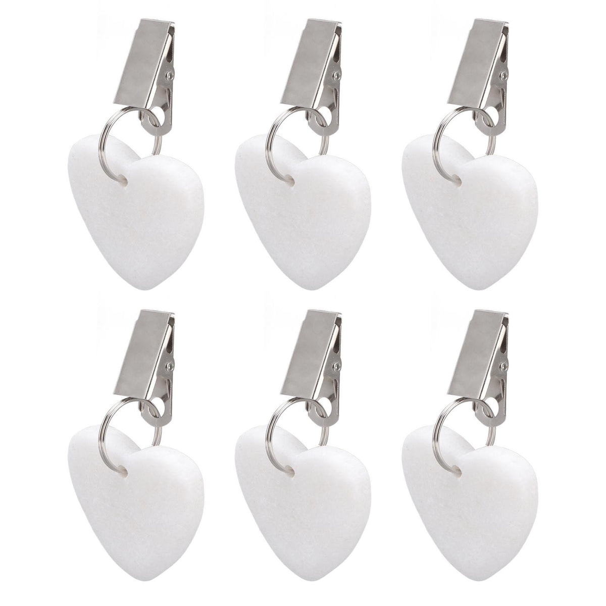 6Pcs Tablecloth Weights Marble Stainless Steel Small Size Waterproof Rustproof Durable Clip On Weights for Party PicnicHeart Shaped