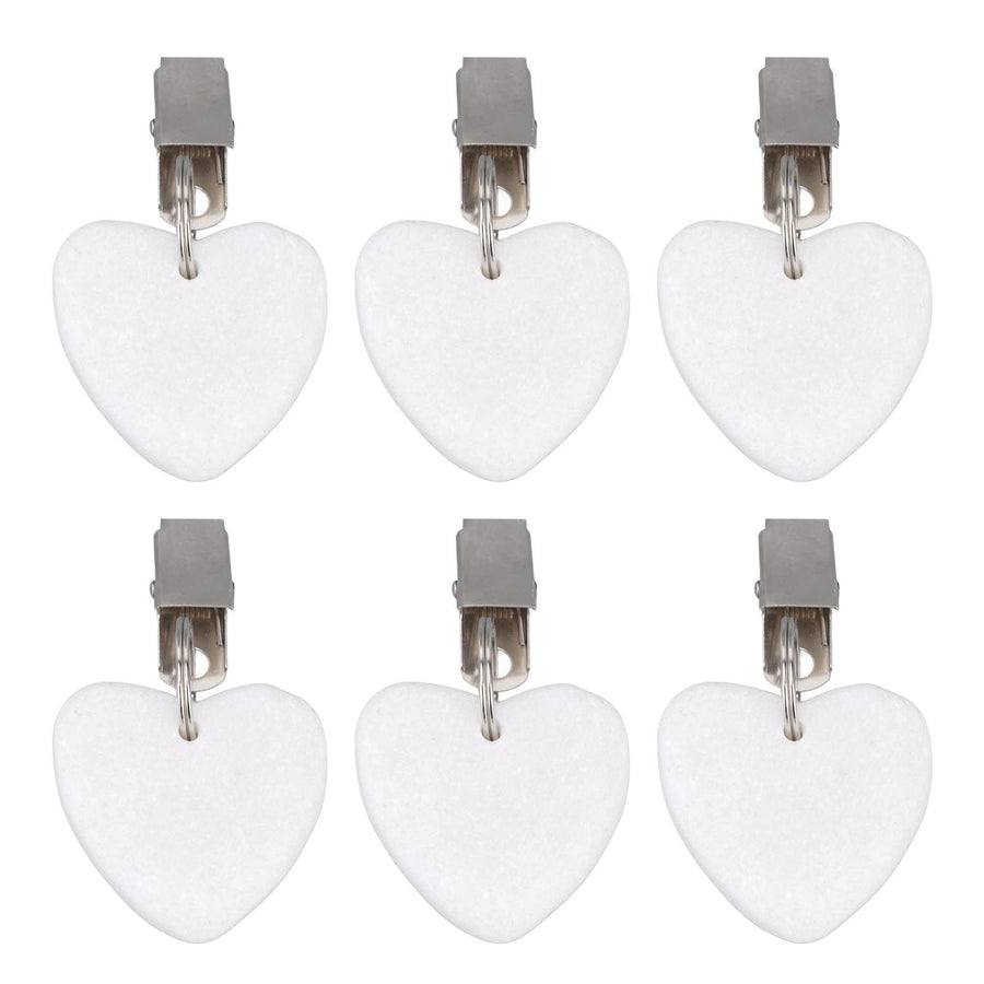 6Pcs Tablecloth Weights Marble Stainless Steel Small Size Waterproof Rustproof Durable Clip On Weights for Party PicnicHeart Shaped