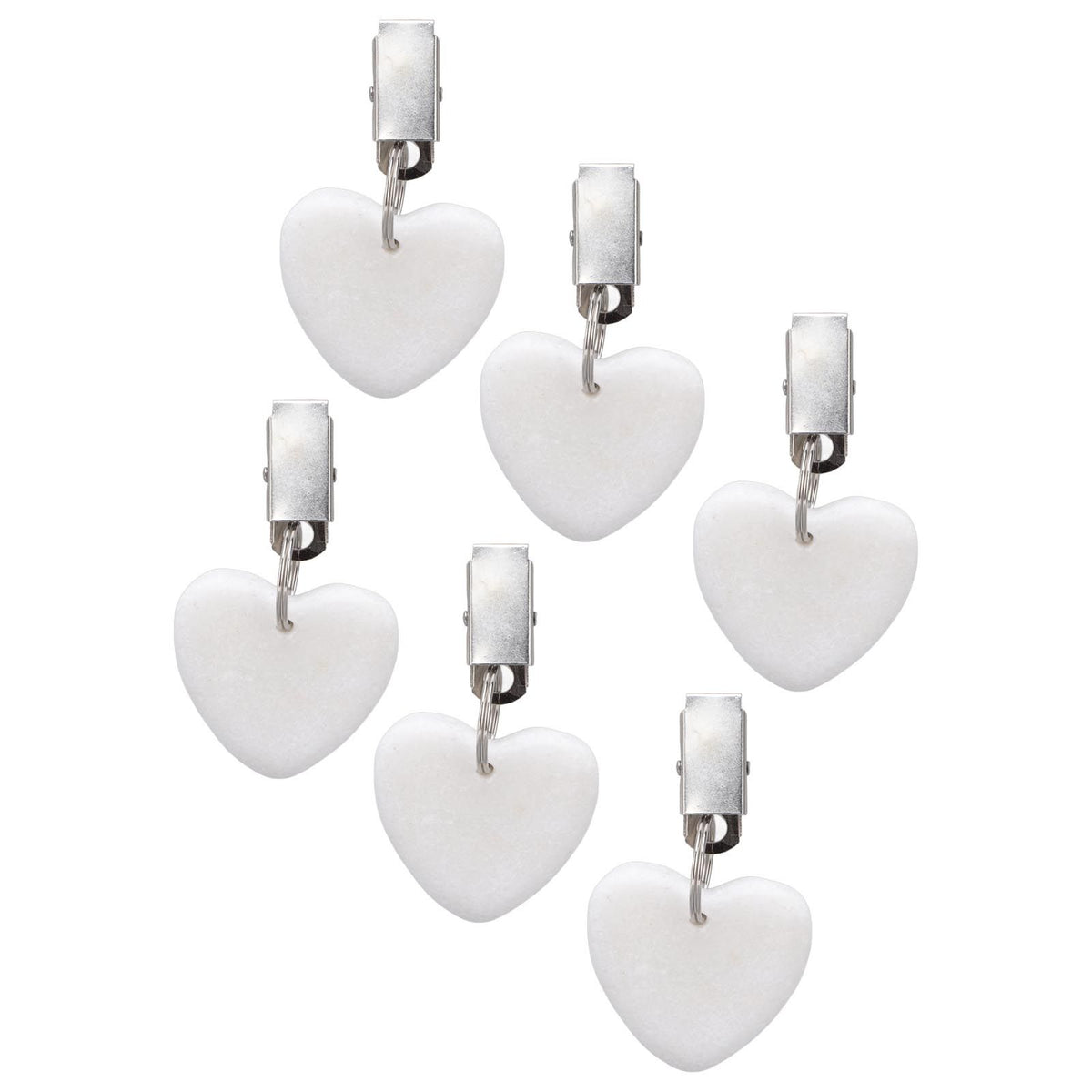 6Pcs Tablecloth Weights Marble Stainless Steel Small Size Waterproof Rustproof Durable Clip On Weights for Party PicnicHeart Shaped
