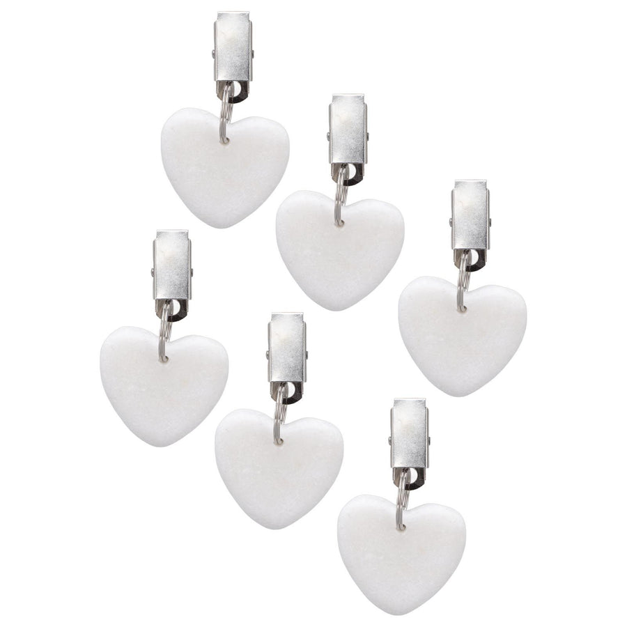 6Pcs Tablecloth Weights Marble Stainless Steel Small Size Waterproof Rustproof Durable Clip On Weights for Party PicnicHeart Shaped