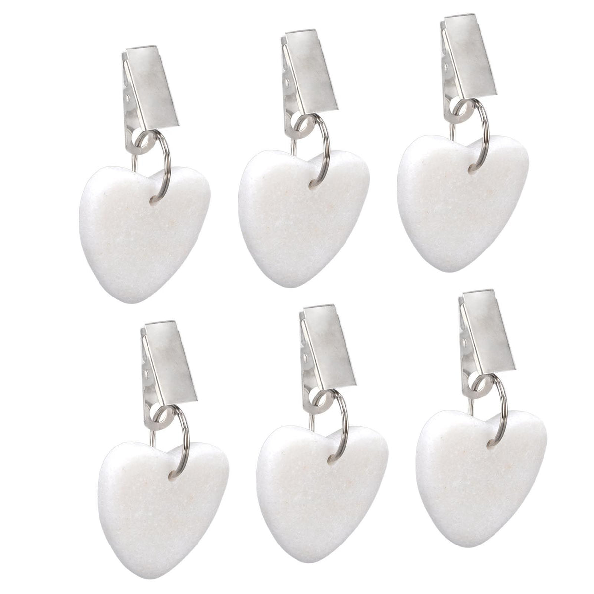 6Pcs Tablecloth Weights Marble Stainless Steel Small Size Waterproof Rustproof Durable Clip On Weights for Party PicnicHeart Shaped