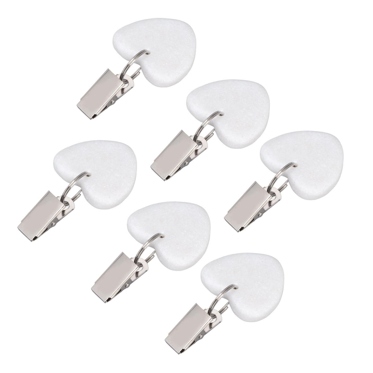 6Pcs Tablecloth Weights Marble Stainless Steel Small Size Waterproof Rustproof Durable Clip On Weights for Party PicnicHeart Shaped