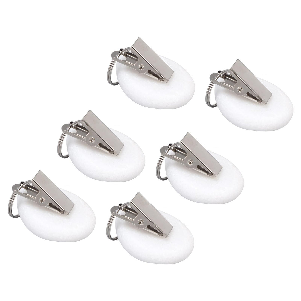 6Pcs Tablecloth Weights Marble Stainless Steel Small Size Waterproof Rustproof Durable Clip On Weights for Party PicnicOval
