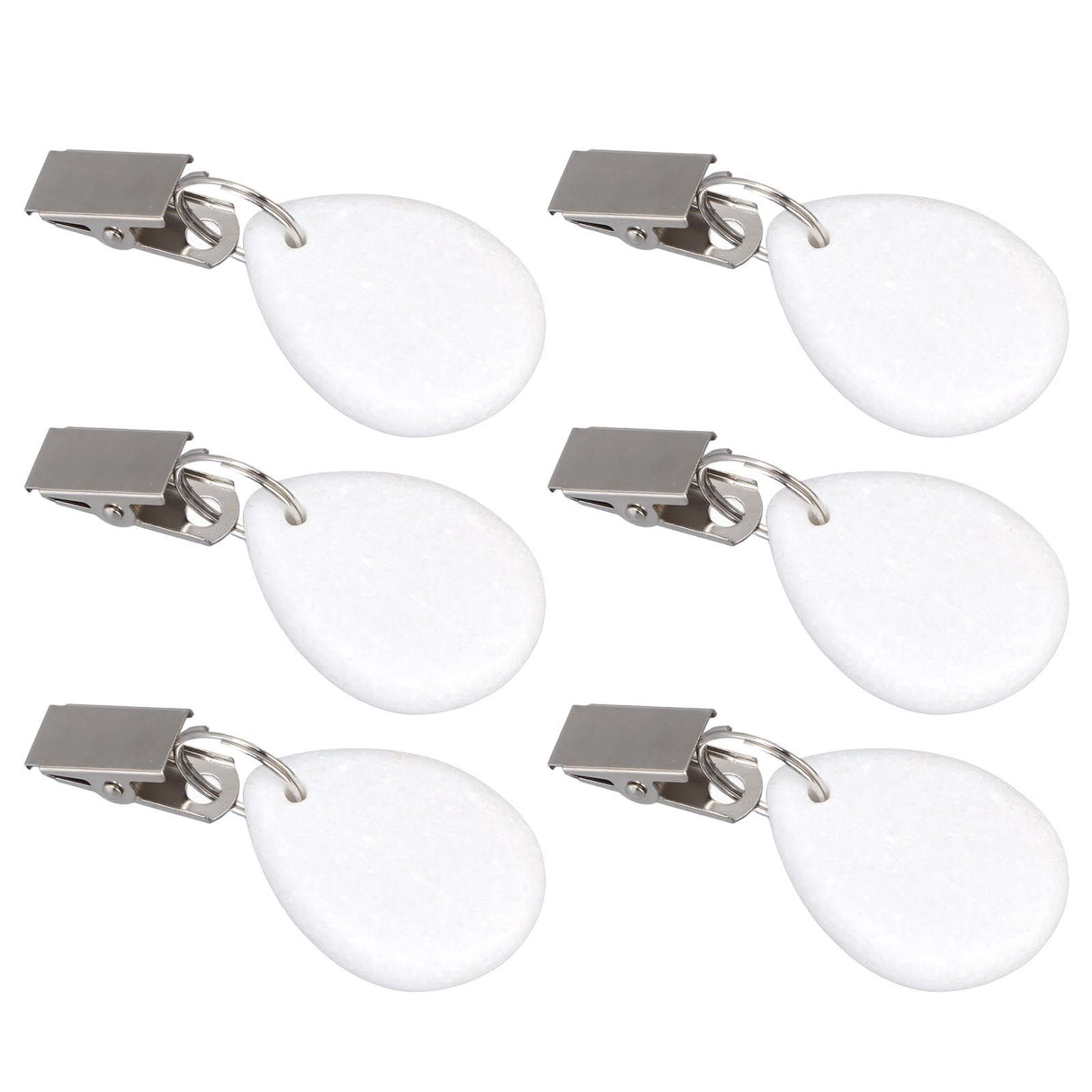 6Pcs Tablecloth Weights Marble Stainless Steel Small Size Waterproof Rustproof Durable Clip On Weights for Party PicnicOval