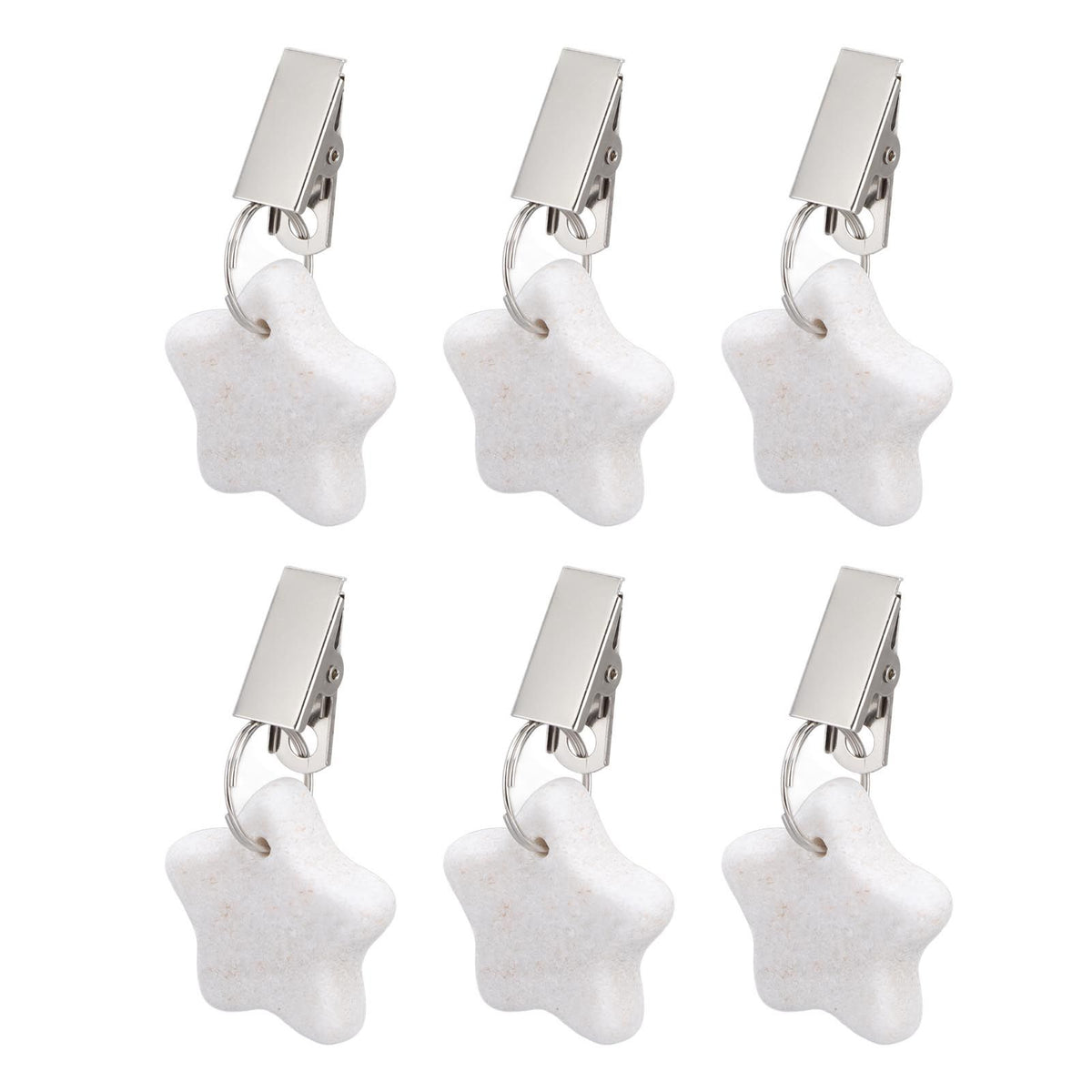 6Pcs Tablecloth Weights Marble Stainless Steel Small Size Waterproof Rustproof Durable Clip On Weights for Party PicnicStar