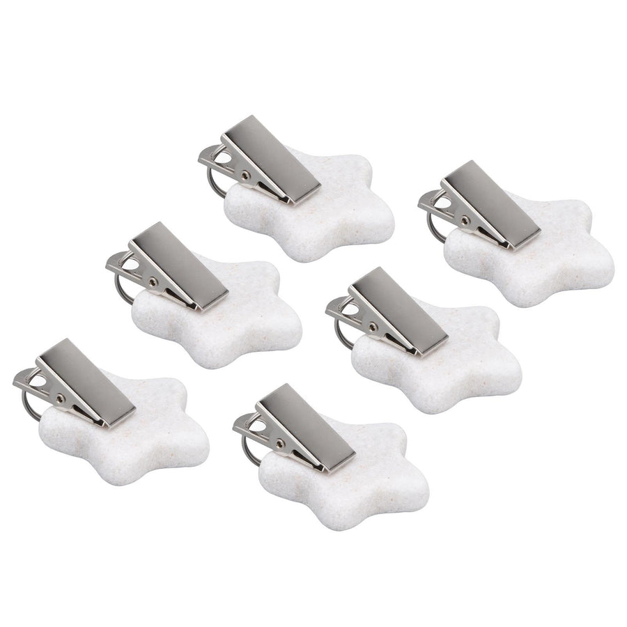 6Pcs Tablecloth Weights Marble Stainless Steel Small Size Waterproof Rustproof Durable Clip On Weights for Party PicnicStar
