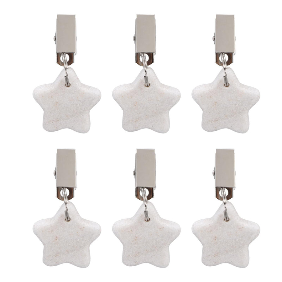 6Pcs Tablecloth Weights Marble Stainless Steel Small Size Waterproof Rustproof Durable Clip On Weights for Party PicnicStar
