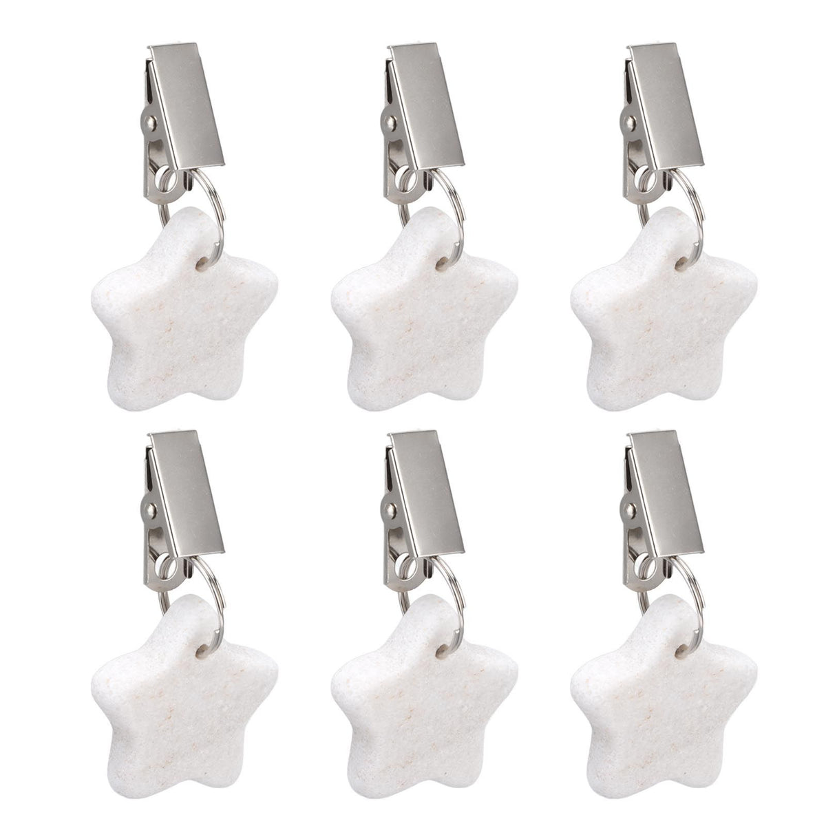 6Pcs Tablecloth Weights Marble Stainless Steel Small Size Waterproof Rustproof Durable Clip On Weights for Party PicnicStar