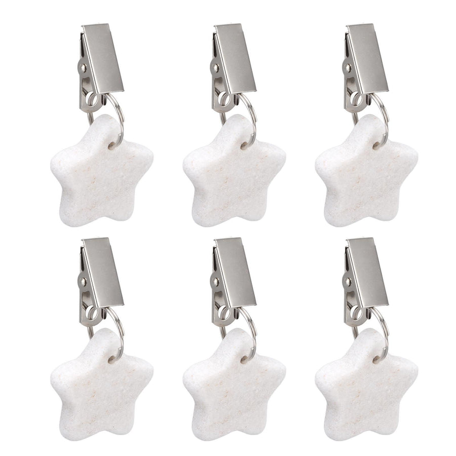 6Pcs Tablecloth Weights Marble Stainless Steel Small Size Waterproof Rustproof Durable Clip On Weights for Party PicnicStar