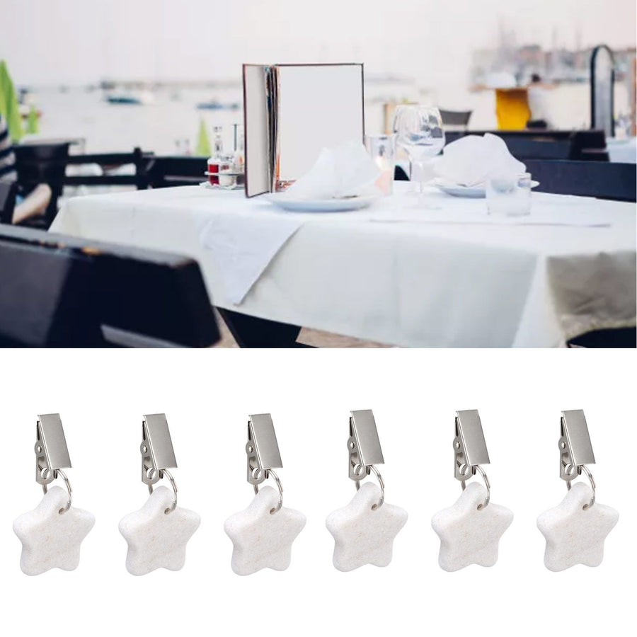 6Pcs Tablecloth Weights Marble Stainless Steel Small Size Waterproof Rustproof Durable Clip On Weights for Party PicnicStar