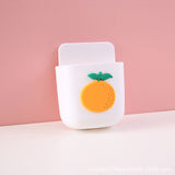Cartoon Storage Box Wall Mounted Storage Container Cute Phone Storage Box for Home Decoration(White Orange Pattern ) - Front View