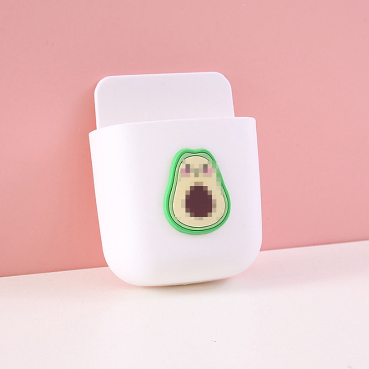 Cartoon Storage Box Wall Mounted Storage Container Cute Phone Storage Box for Home Decoration(White Avocado Pattern )