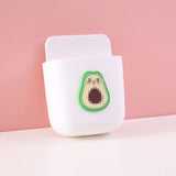 Cartoon Storage Box Wall Mounted Storage Container Cute Phone Storage Box for Home Decoration(White Avocado Pattern ) - Front View