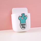 Cartoon Storage Box Wall Mounted Storage Container Cute Phone Storage Box for Home Decoration(White Cactus Pattern ) - Front View