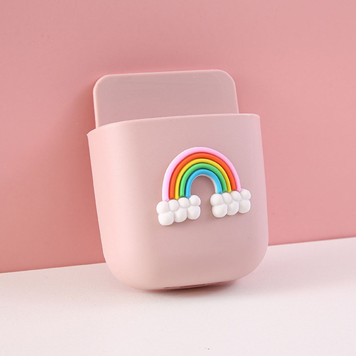 Cartoon Storage Box Wall Mounted Storage Container Cute Phone Storage Box for Home Decoration(Pink Rainbow Pattern )