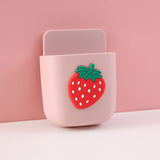 Cartoon Storage Box Wall Mounted Storage Container Cute Phone Storage Box for Home Decoration(Pink Strawberry Pattern ) - Front View