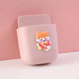 Cartoon Storage Box Wall Mounted Storage Container Cute Phone Storage Box for Home Decoration(Pink Little Girl Pattern ) - Front View