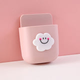 Cartoon Storage Box Wall Mounted Storage Container Cute Phone Storage Box for Home Decoration(Pink Cloud Pattern ) - Front View