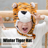 Tiger Cute Plush Hat Soft Coldproof Prevent Static Funny Winter Tiger Hat for School Camping