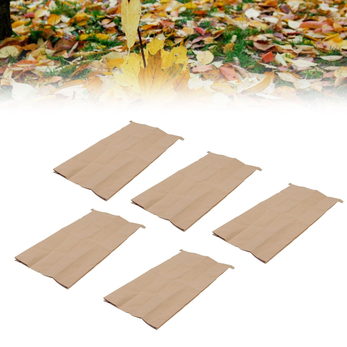 5Pcs Kraft Paper Composite Woven Bag Waterproof 100 X 50cm Leaf Storage Bag for Home Garden Courtyard Lawn
