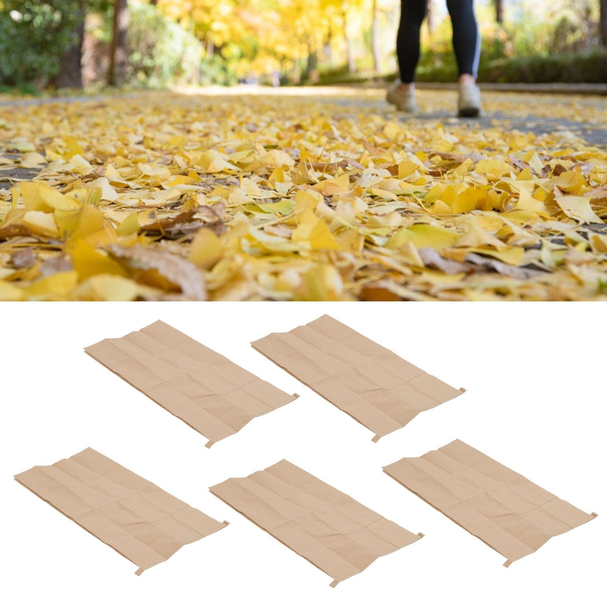 5Pcs Kraft Paper Composite Woven Bag Waterproof 100 X 50cm Leaf Storage Bag for Home Garden Courtyard Lawn