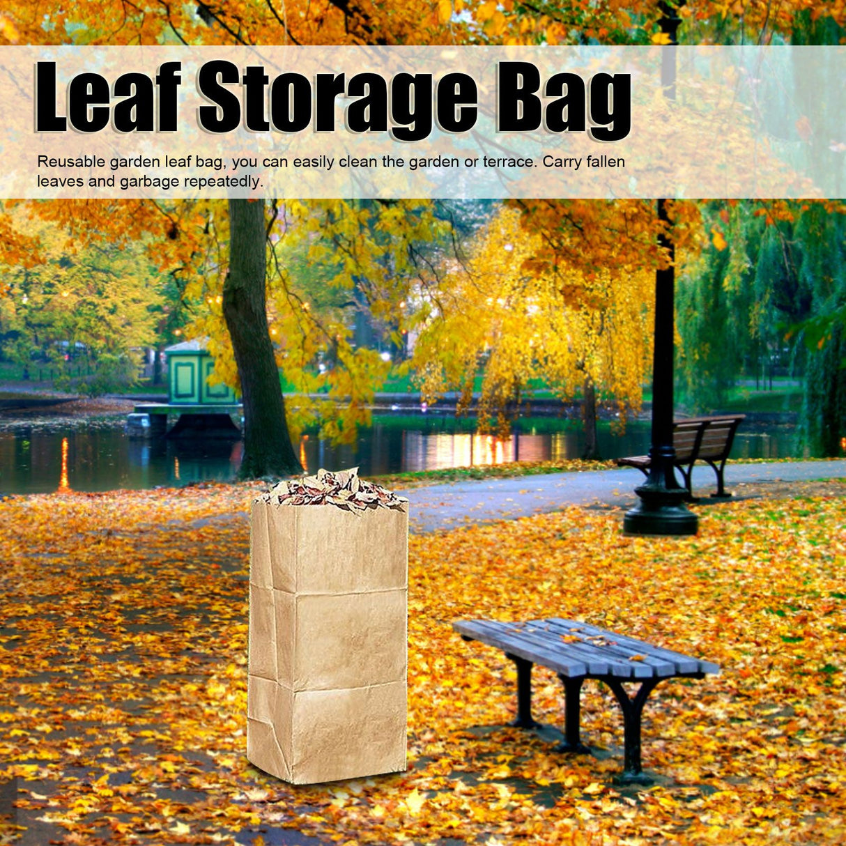 5Pcs Kraft Paper Composite Woven Bag Waterproof 100 X 50cm Leaf Storage Bag for Home Garden Courtyard Lawn