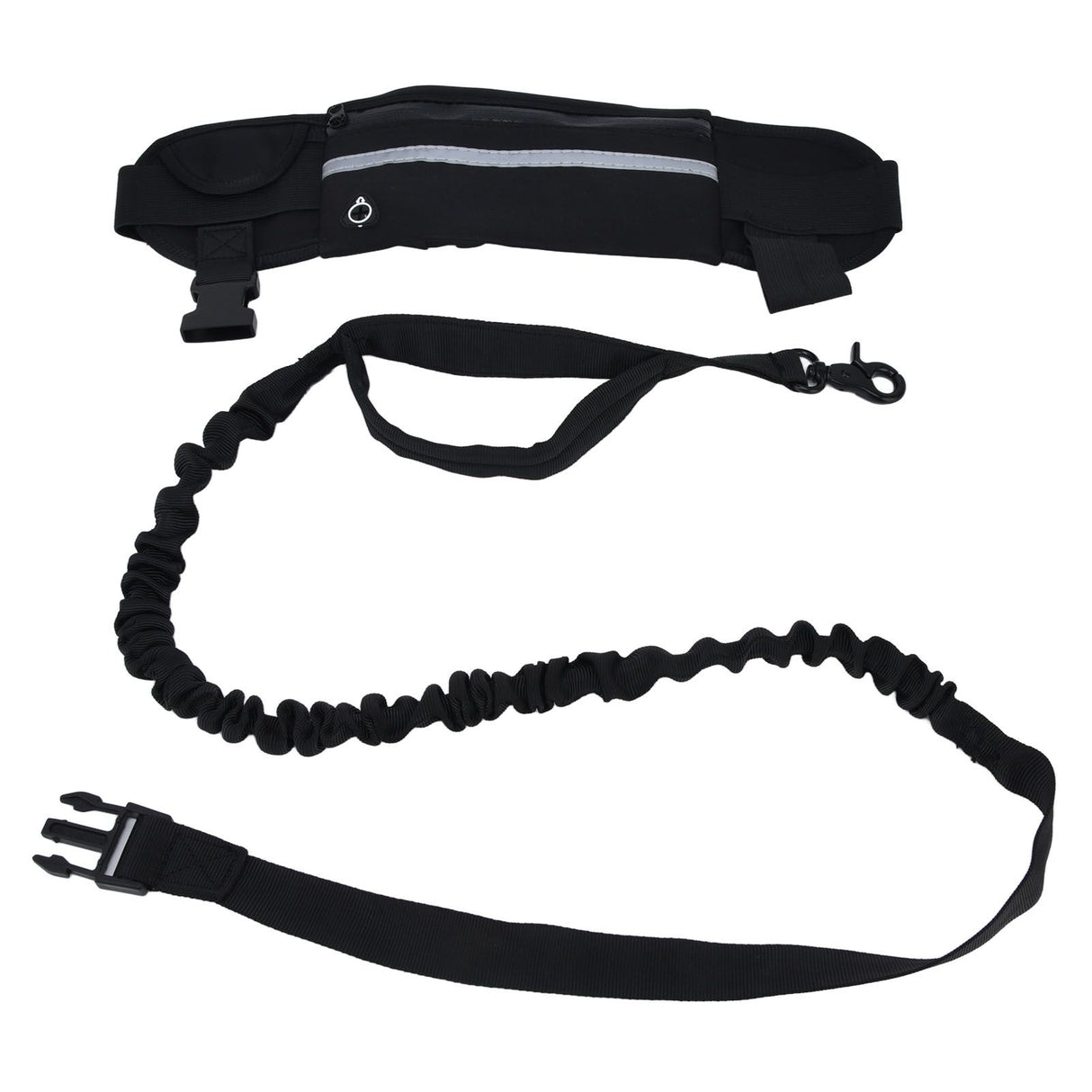 Sports Belt Bag Leash Set Reflective Elastic Explosion Proof Dog Running Traction Rope for Walking RunningBlack