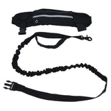 Sports Belt Bag Leash Set Reflective Elastic Explosion Proof Dog Running Traction Rope for Walking RunningBlack