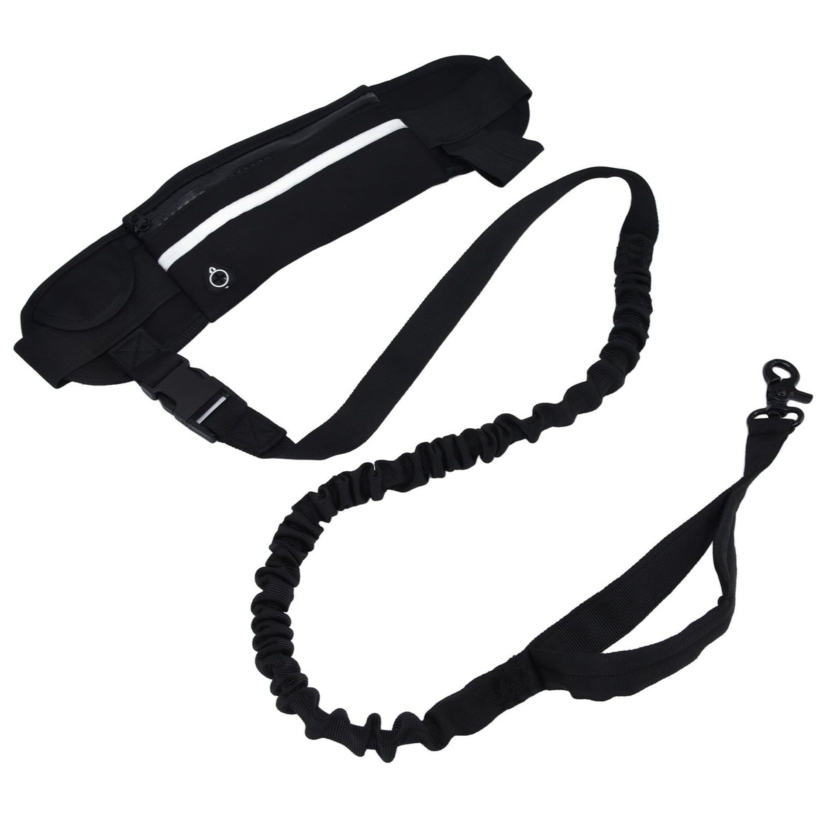 Sports Belt Bag Leash Set Reflective Elastic Explosion Proof Dog Running Traction Rope for Walking RunningBlack