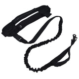 Sports Belt Bag Leash Set Reflective Elastic Explosion Proof Dog Running Traction Rope for Walking RunningBlack