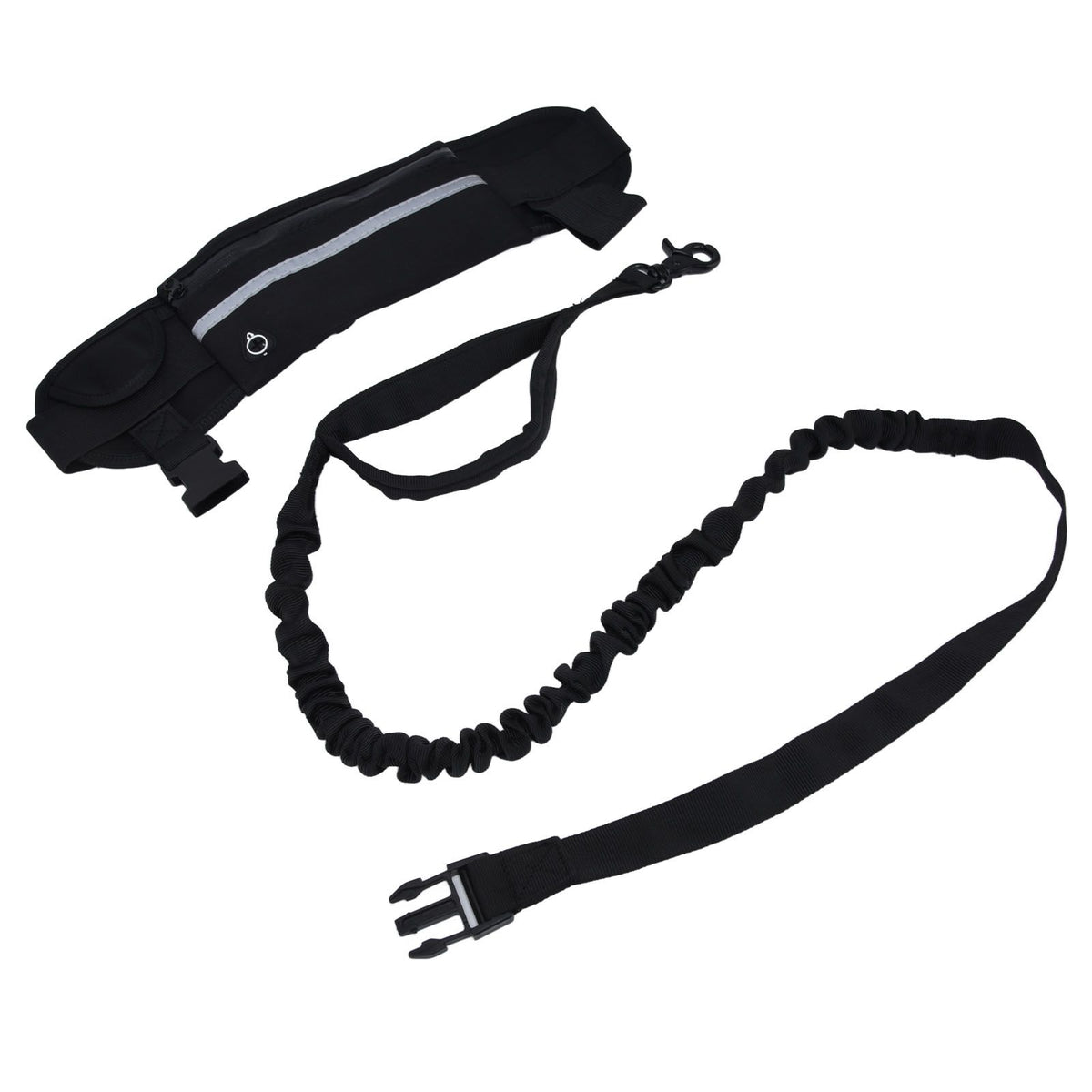 Sports Belt Bag Leash Set Reflective Elastic Explosion Proof Dog Running Traction Rope for Walking RunningBlack