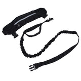 Sports Belt Bag Leash Set Reflective Elastic Explosion Proof Dog Running Traction Rope for Walking RunningBlack - Top-Down View