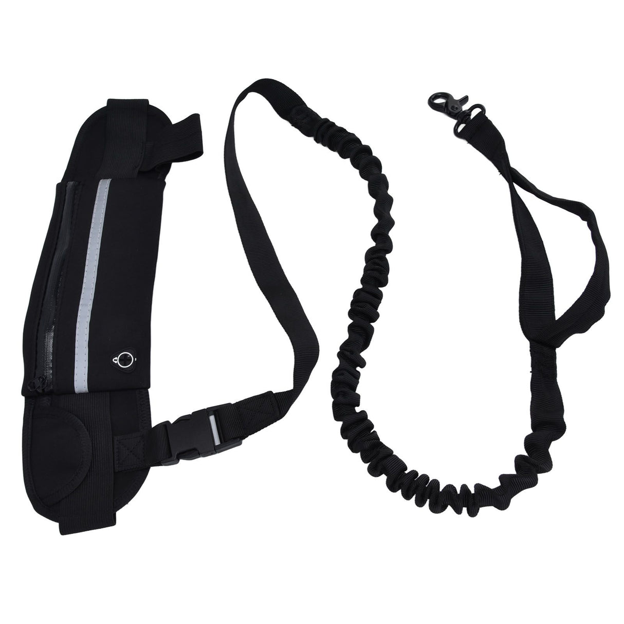 Sports Belt Bag Leash Set Reflective Elastic Explosion Proof Dog Running Traction Rope for Walking RunningBlack