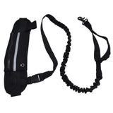 Sports Belt Bag Leash Set Reflective Elastic Explosion Proof Dog Running Traction Rope for Walking RunningBlack