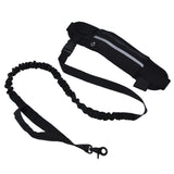 Sports Belt Bag Leash Set Reflective Elastic Explosion Proof Dog Running Traction Rope for Walking RunningBlack